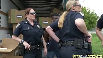 Nasty cops abusing black stud big dick in truck